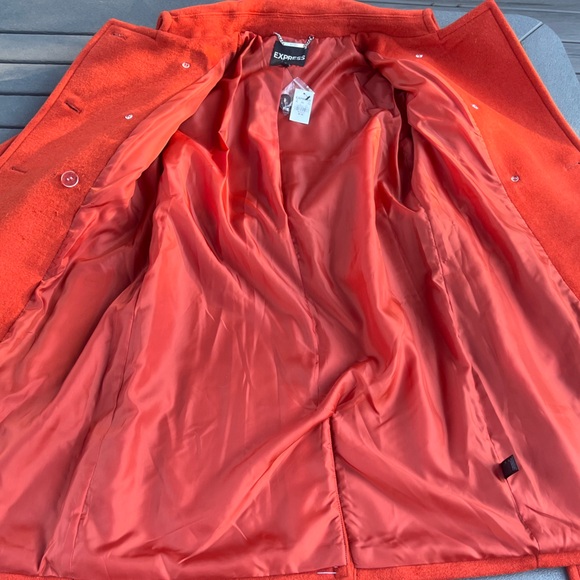 Express; Bold Orange Wool Pea Coat; Mint Condition (NWT); Woman’s M - Picture 7 of 9